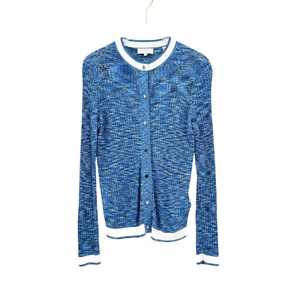 Ted Baker Sz 1 ADDLINN Blue Ribbed Soft Knit Long Sleeve Fitted Cardigan - Picture 10 of 15